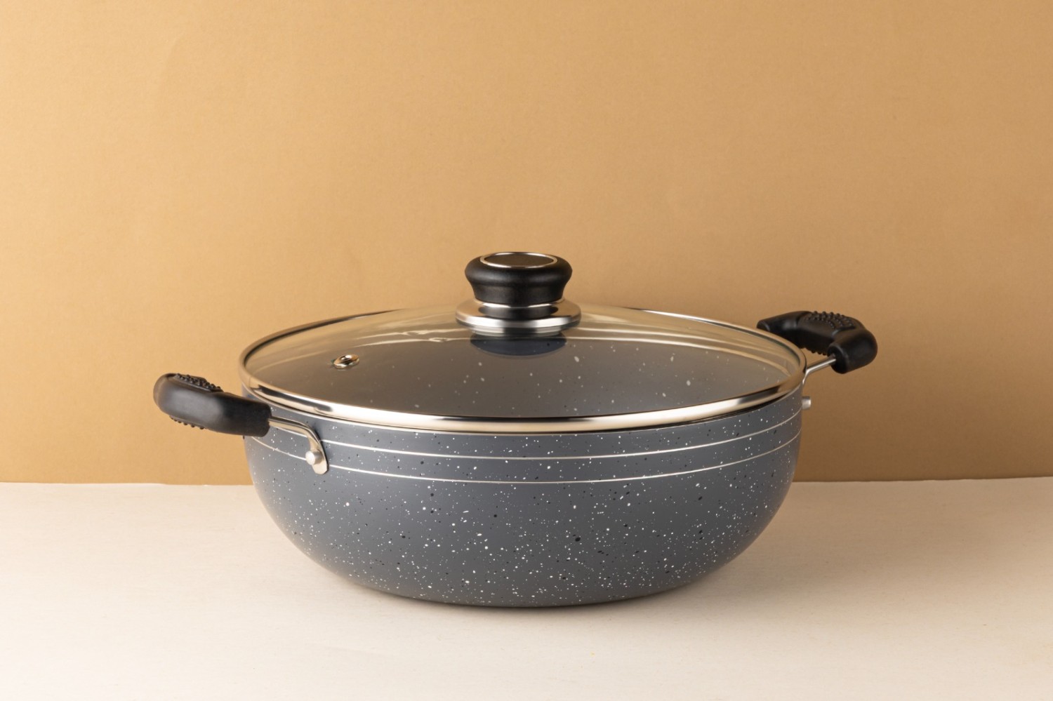 PREMIUM COOKING EXPERIENCE – Granite Finish Non-Stick Kadai with Lid