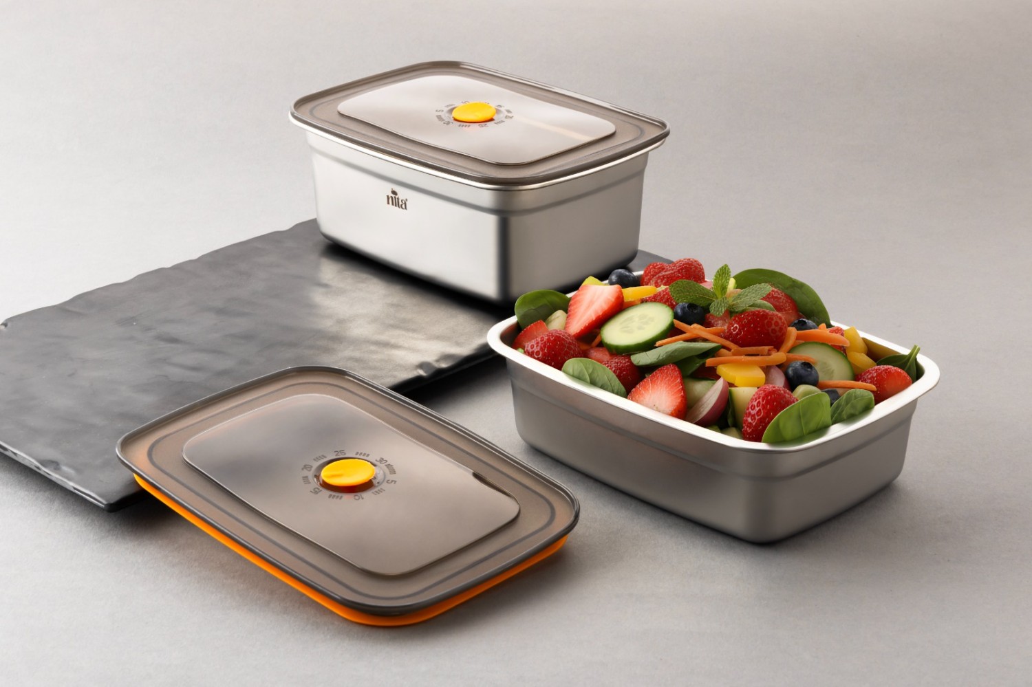 STAINLESS STEEL AIRTIGHT FOOD CONTAINER – Fresh Storage with Smart Lid Design